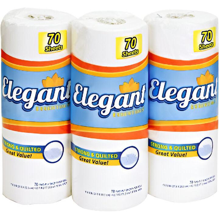 Elegant - 11" x 8" White 2 Ply Household Paper Towel, 30 Rolls/Cs - 518-70 (Special Order Item)