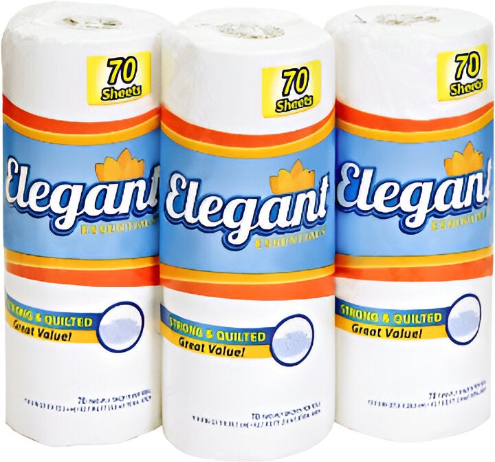 Elegant - 11" x 8" White 2 Ply Household Paper Towel, 30 Rolls/Cs - 518-70