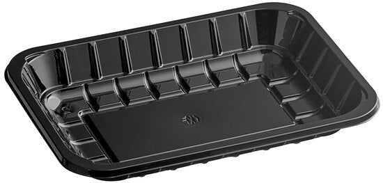 CKF Inc. - 6" x 8.375" x 1.125", #2 Black RPET Plastic Meat Trays, 560/Cs - 86562