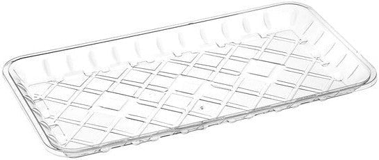 CKF Inc. - 14.4 x 5.5 x 0.9", #7S Clear RPET Plastic Meat Tray, 200/Cs - 86610