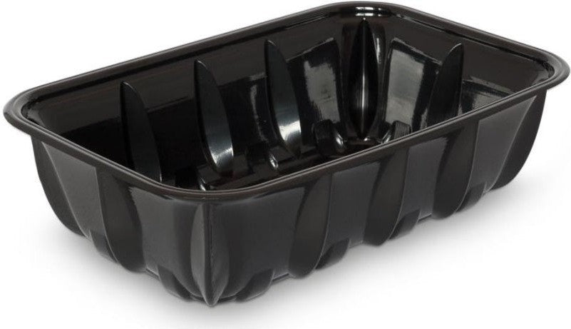 CKF Inc. - 4.3 x 6.3 x 2", 8K Black RPET Plastic Meat Tray, 1000/Cs - 86525
