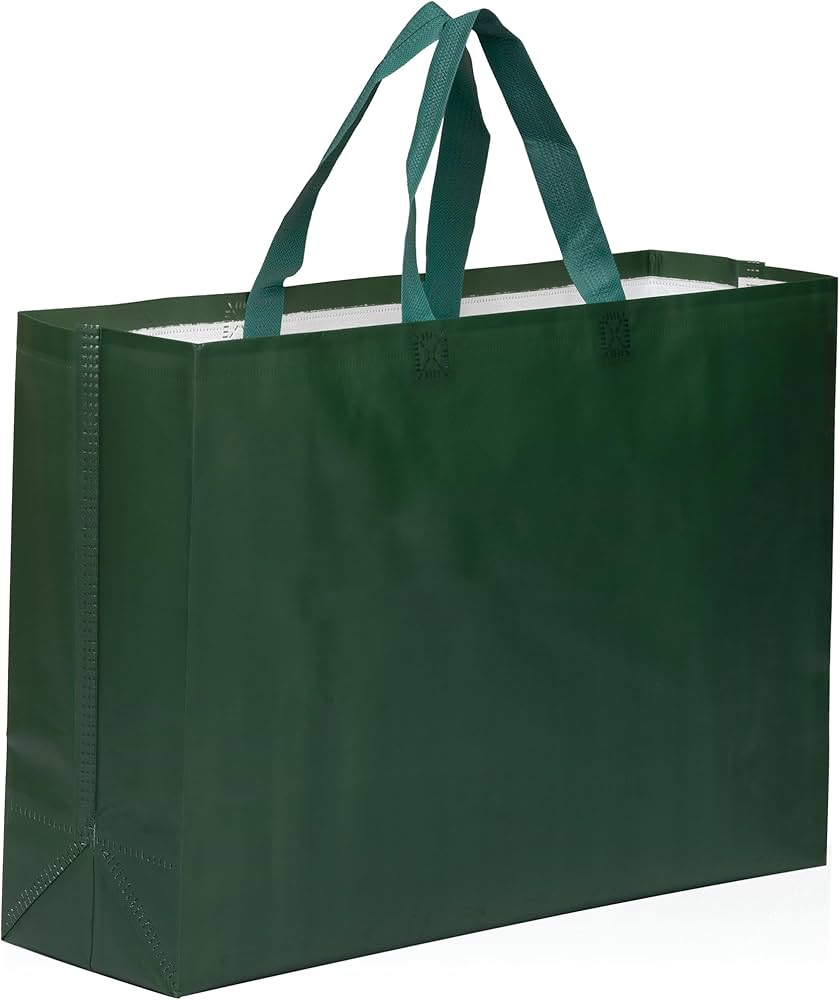 RiteSource - 11" x 7" x 19", Flat Bottom S5 Plain Reusable Green Cloth Bags, 200/Cs - 0562009