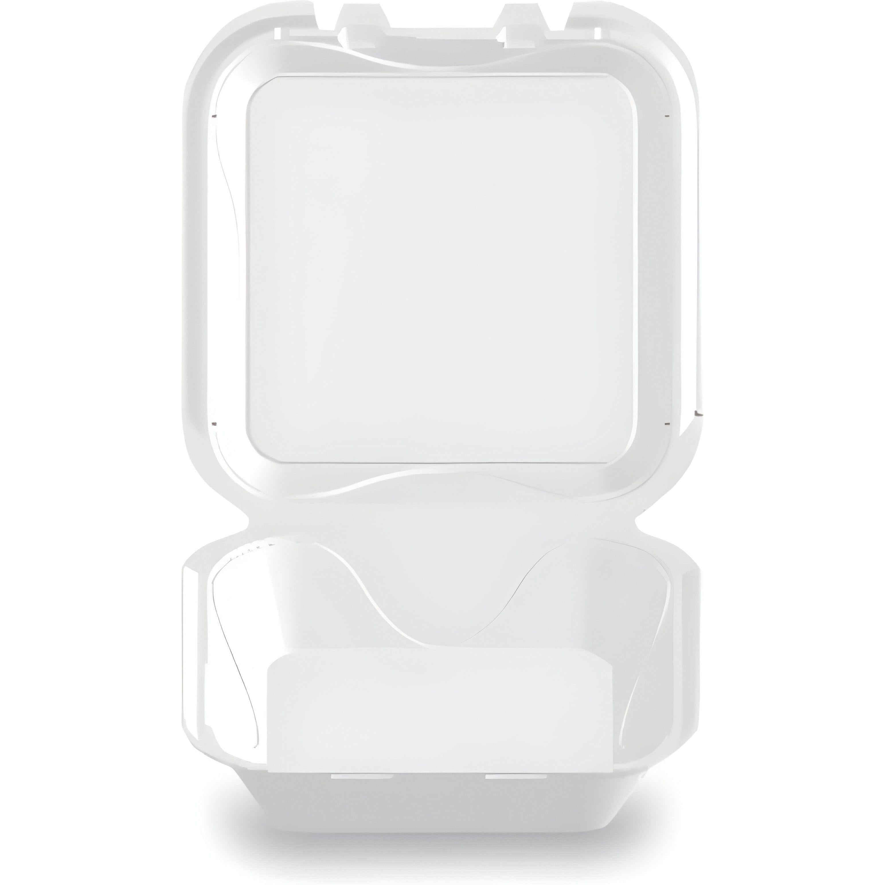 Darnel - 8.4" x 8.4" x 2.8" Foam White Medium Hinged Container, 200/Cs - DU4051101