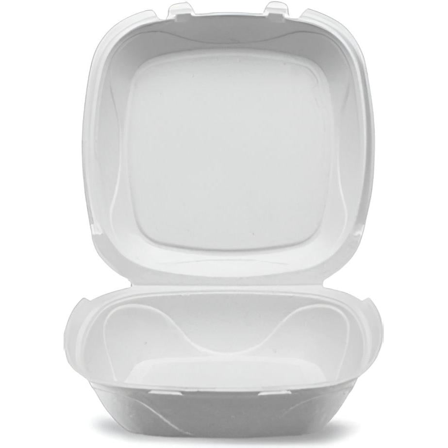 Darnel - 9.18" x 9.18" x 3" White Large Foam Hinged Container, 200/Cs - DU4061101