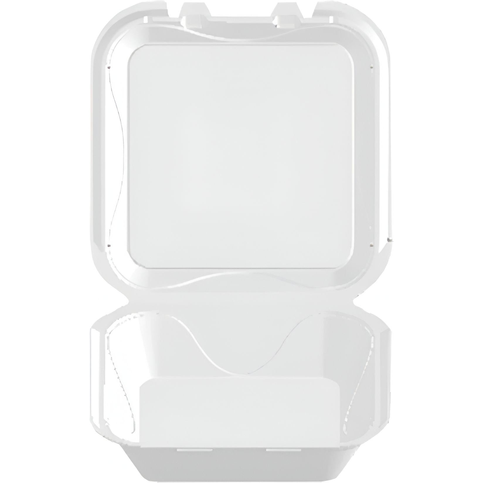 Darnel - 9.18" x 9.18" x 3" White Foam Vented Large Hinged Container, 200/Cs - DU4061101V