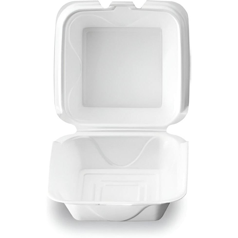 Darnel - 6.25" x 6.25" x 3.22" White Medium Foam Sandwich Hinged Container, 500/Cs - DU401101