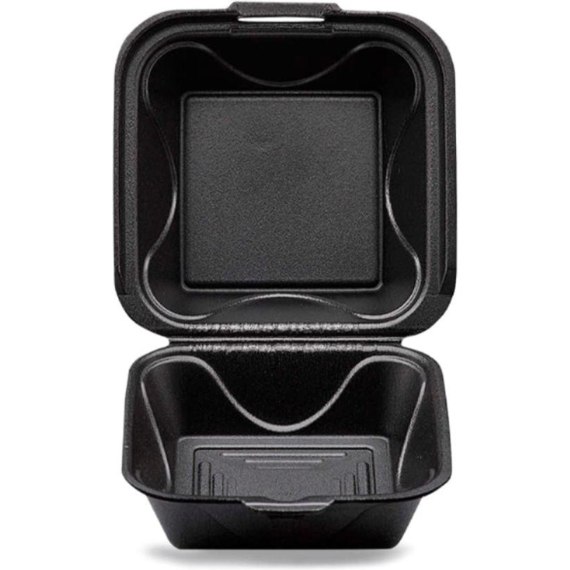 Darnel - 6.25" x 6.25" x 3.22" Black Medium Foam Sandwich Hinged Container, 500/Pc - DU401199
