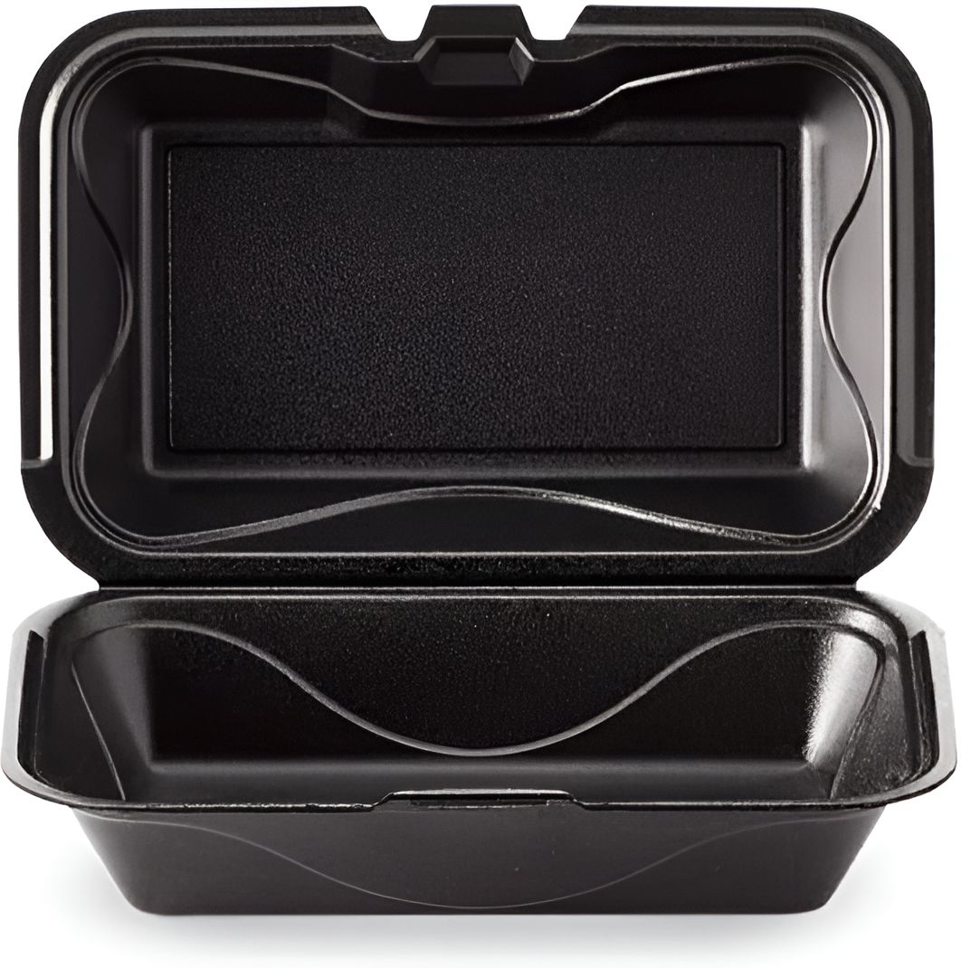 Darnel - 5.25" x 8.31" x 2.75" Black Foam A-102 Medium Rectangle Hinged Container, 200/Cs - DU40B199