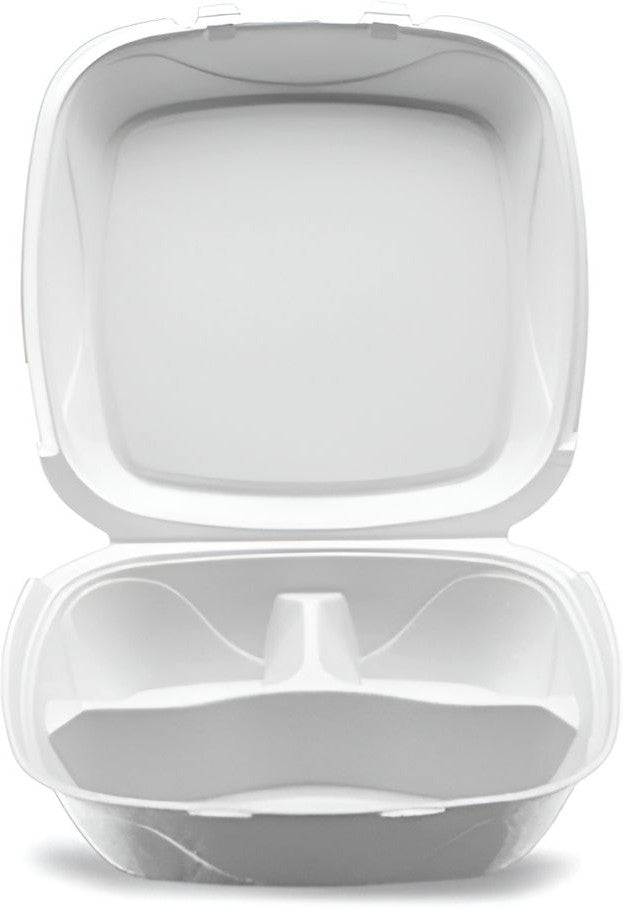 Darnel - 9" Ivory 3 Compartment Pulp Bagasse Hinged Container, 150/Cs - DN406302