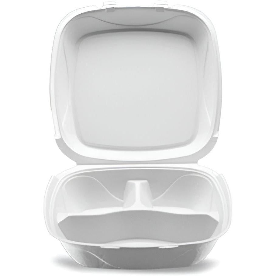 Darnel - 9" Ivory 3 Compartment Pulp Bagasse Hinged Container, 150/Cs - DN406302