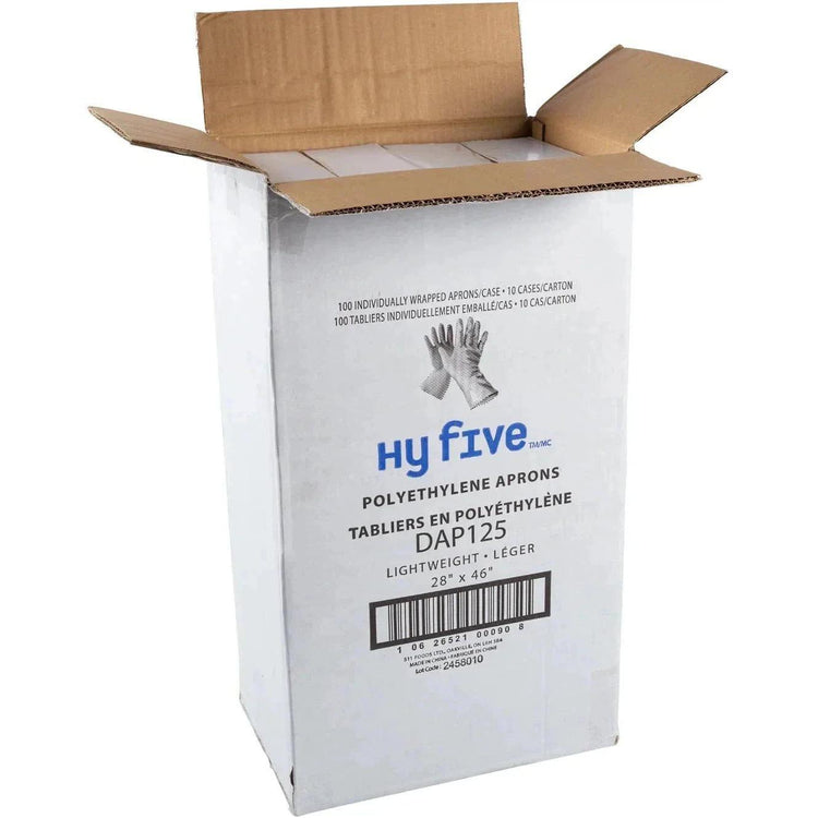 Hy-Five - 28" x 46" White 1.25 Mil Apron, 10/100/Pk - DAP125