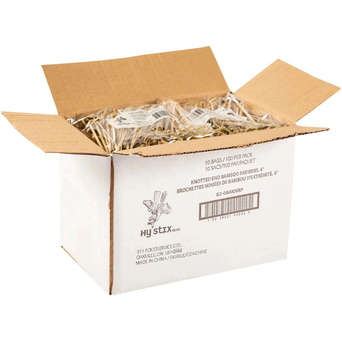Hy-Stix - 4" Bamboo Knotted Skewer, 1000/Cs - 82-084KN-RP