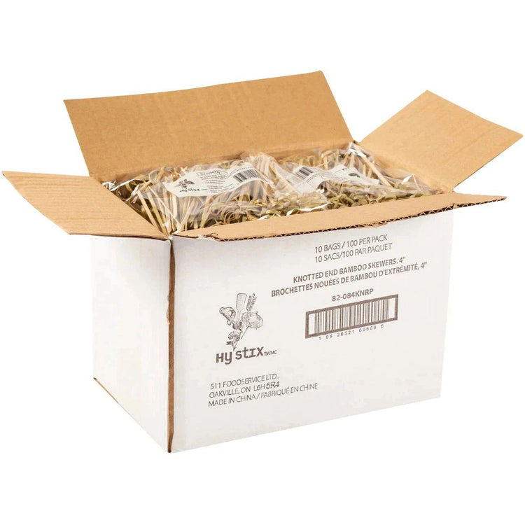 Hy-Stix - 4" Bamboo Knotted Skewer, 1000/Cs - 82-084KN-RP