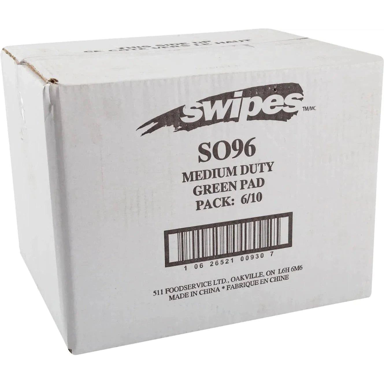 Swipes - 6" X 9" Green Medium Duty Scouring Pad, 10/Pk - SO96