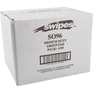 Swipes - 6" X 9" Green Medium Duty Scouring Pad, 10/Pk - SO96