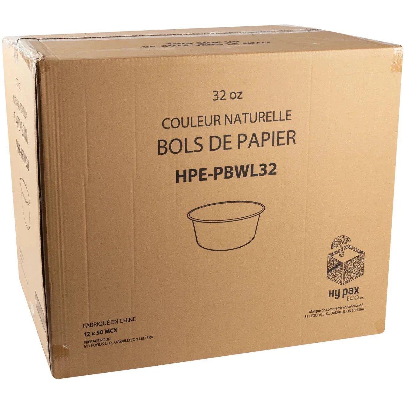 Hy-Pax - 32 Oz Paper Kraft Bowl, 50 x 12/Cs- HPE-PBWL32