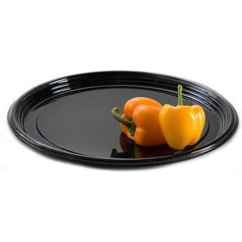 Sabert - 18" Onyx Black Round Plastic Platter, 36/Cs- 9918