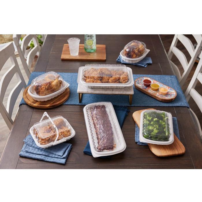 Pactiv Evergreen - White Medium Chicken Roaster Container with Base - YCNC-6005DZW