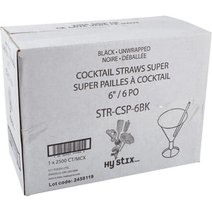 Hy-Stix - 6" Black Milk Shake Super Straw , 1/2500/Pk - STR-CSP-6BK