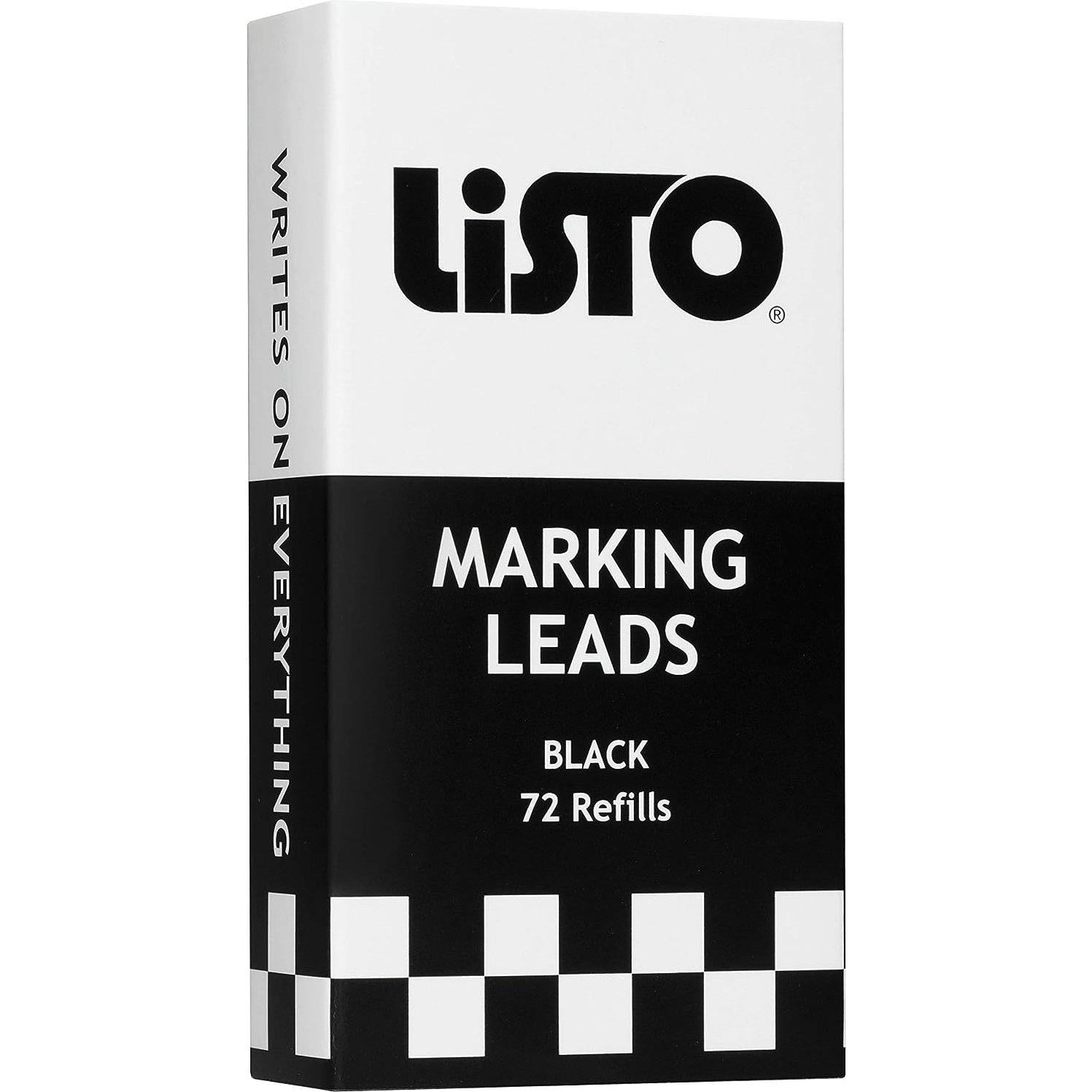 Listo - Black Marking Pencil Refills Writes on Any Surface, 72 Per Box - 162BBK