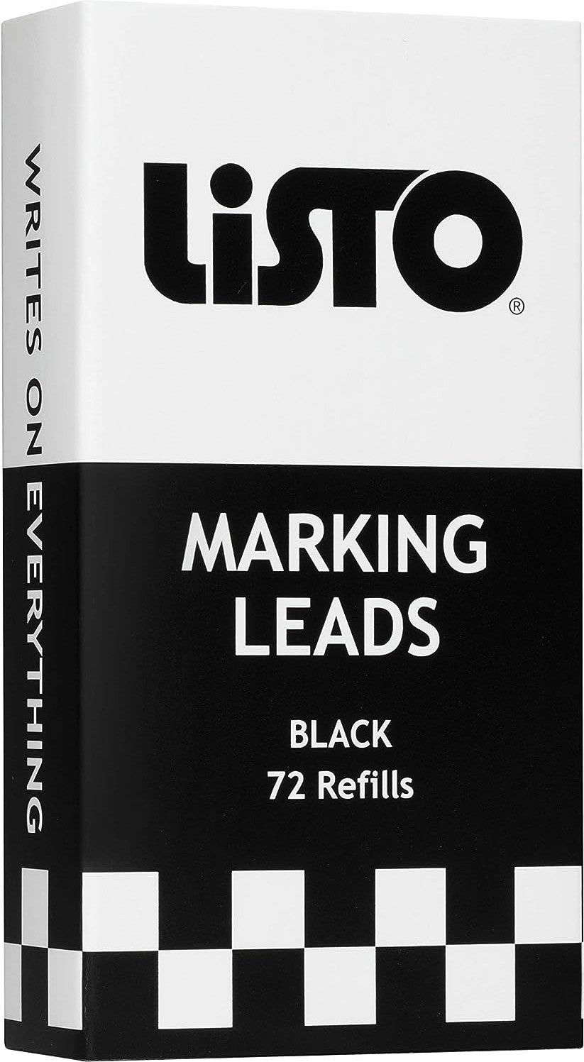 Listo - Black Marking Pencil Refills Writes on Any Surface, 72 Per Box - 162BBK