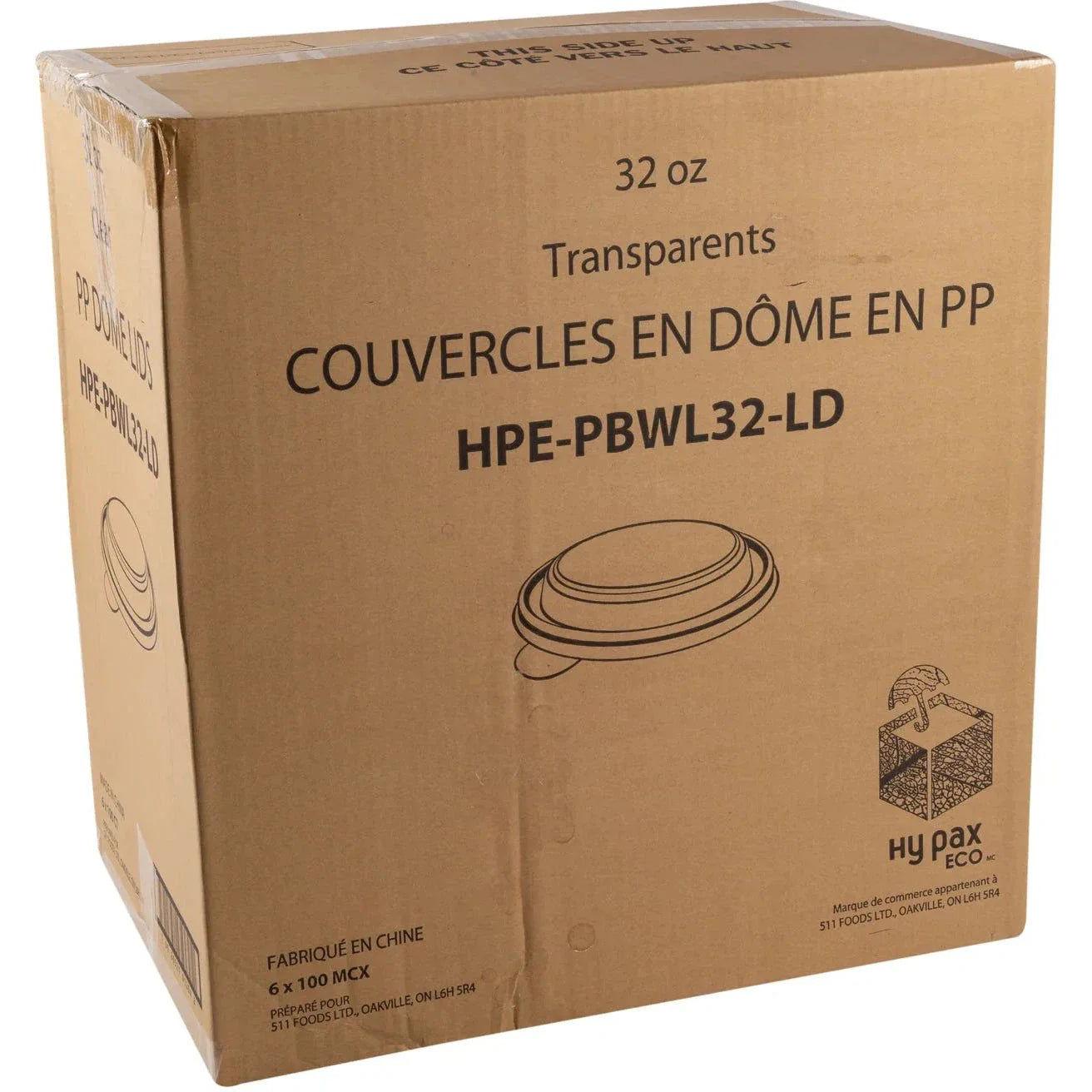 Hy-Pax - PP Dome Lid For 32 Oz Bowl, 100 x 6/Cs - HPE-PBWL32-LD