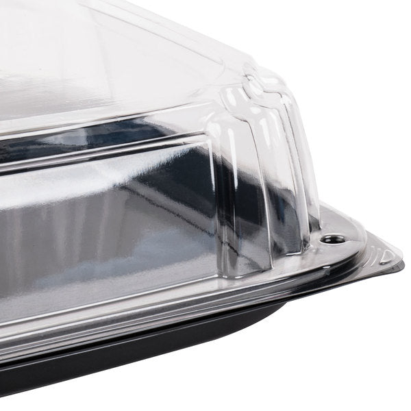 Sabert - 12" UltraStack Black Square Platter with Clear High Dome Lid Combo, 25 Per Case - C9612