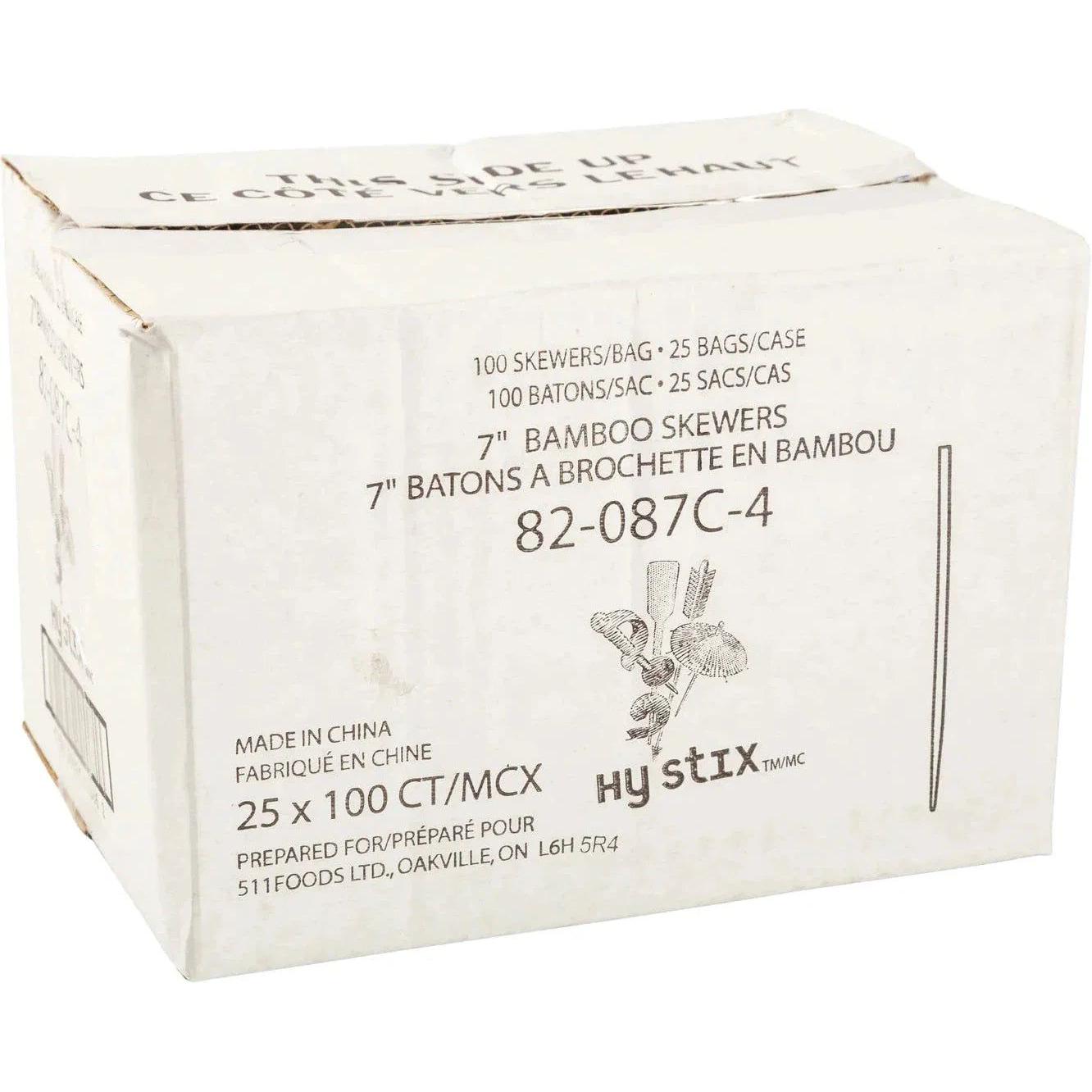 Hy-Stix - 7" Bamboo Skewer, 100x25x4/Cs - 82-087C-4