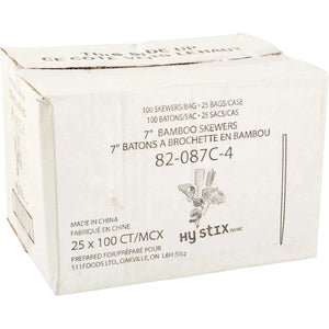 Hy-Stix - 7" Bamboo Skewer, 100x25x4/Cs - 82-087C-4