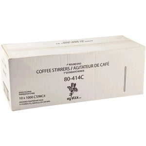 Hy-Stix - 7" Wooden Round End Coffee Stirrers , 1000/Box - 80-414C