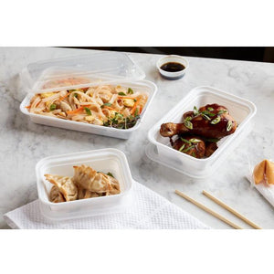 Pactiv Evergreen - VERSAtainer 12 Oz White/Clear Rectangular PP Container and Lid, Pack of 150cs - NC818