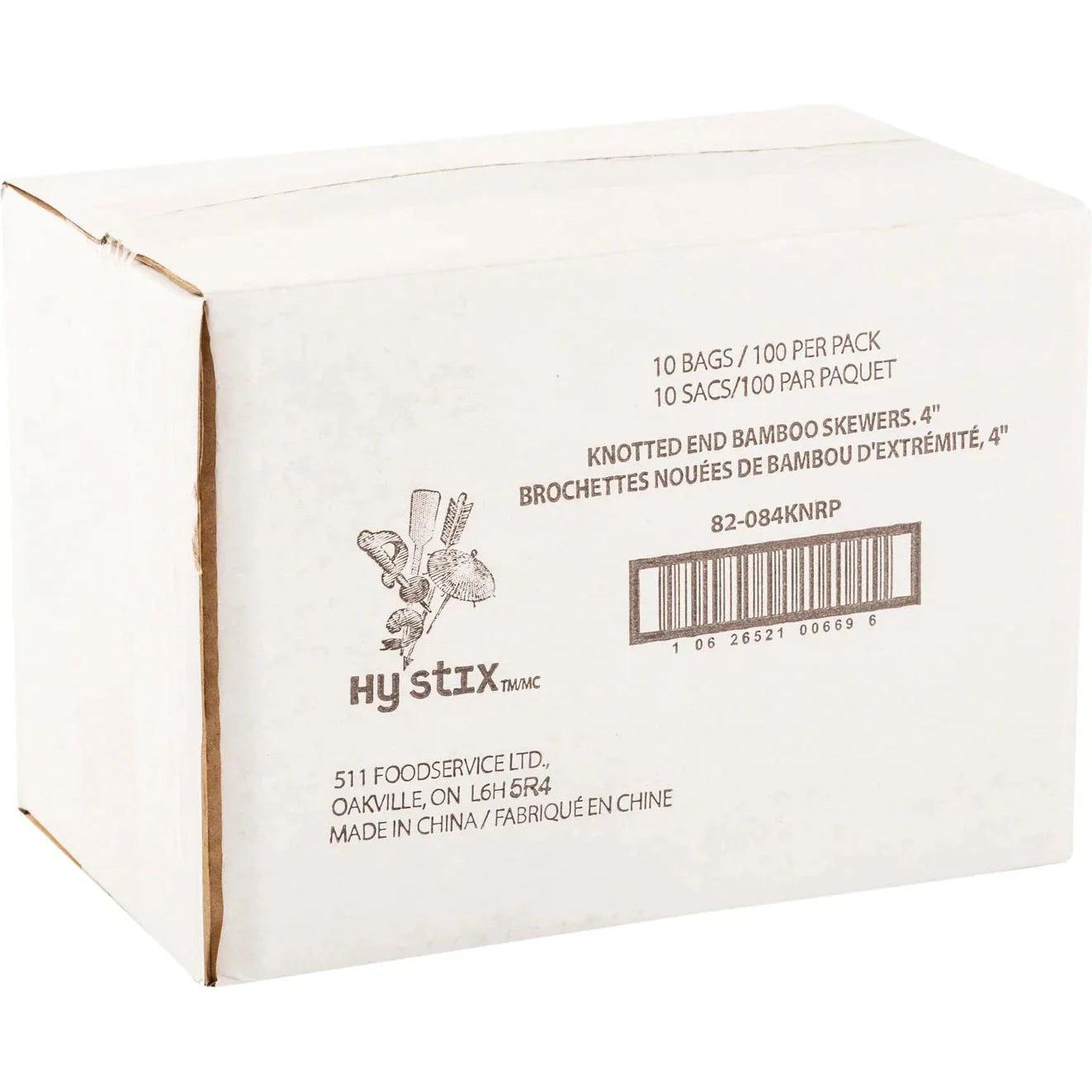 Hy-Stix - 4" Bamboo Knotted Skewer, 1000/Cs - 82-084KN-RP