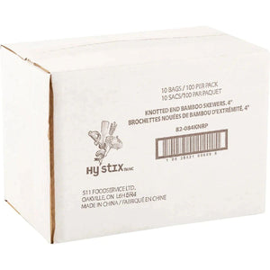 Hy-Stix - 4" Bamboo Knotted Skewer, 1000/Cs - 82-084KN-RP