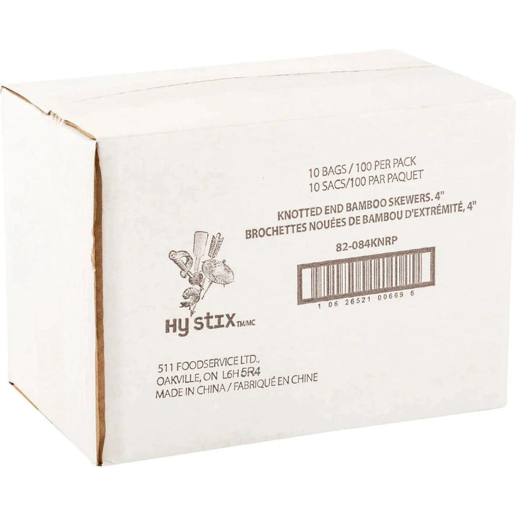 Hy-Stix - 4" Bamboo Knotted Skewer, 1000/Cs - 82-084KN-RP