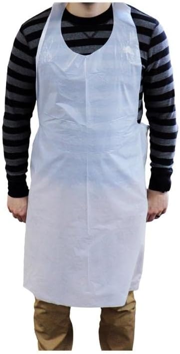 28" x 46" 1.0 mil, White Plastic Apron, 100/Bx - ARAP2846