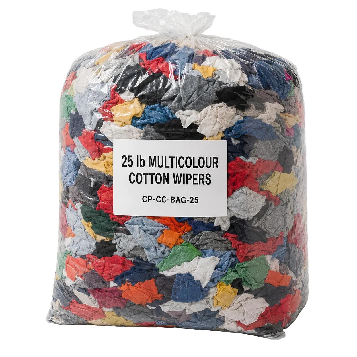 25lb Multicolour Cotton Wipers - CP-CC-BAG-25