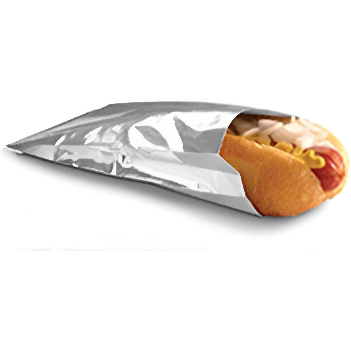 De Luxe - 10" x 1.5" x 5.5" Foil Large Hot Dog Bags, 1000/cs - 700115