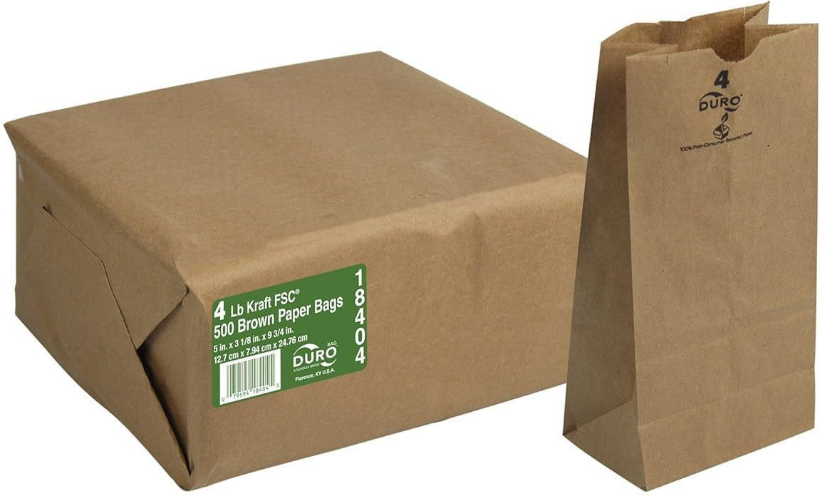 Duro - #4 Brown Paper Grocery Bags, 500/Bn - 18404