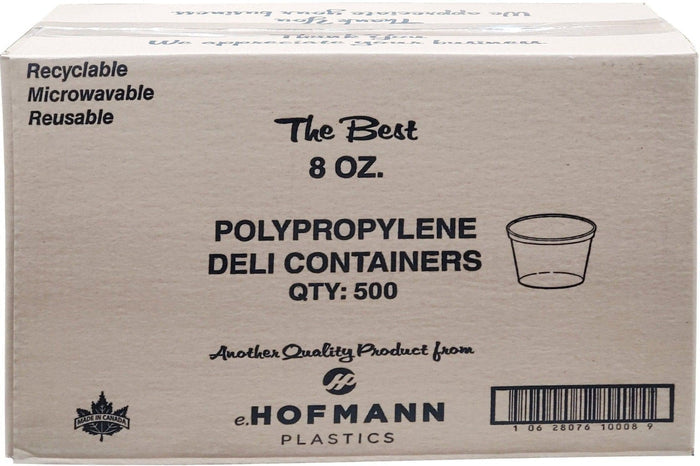 E. Hofmann Plastics - 8 Oz PP Clear Deli Containers,500/Cs - HT08-99A