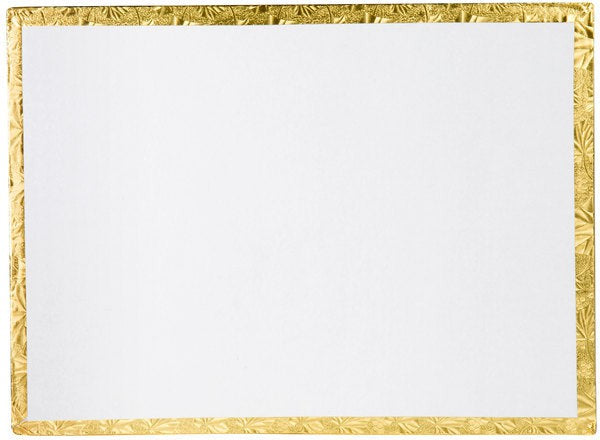 Enjay Converters - 1/2 Sheet Single Wall 13.75" x 18.75" Scallop Embossed Gold Cake Board, 50 Per Case - SW18341334SGEMB