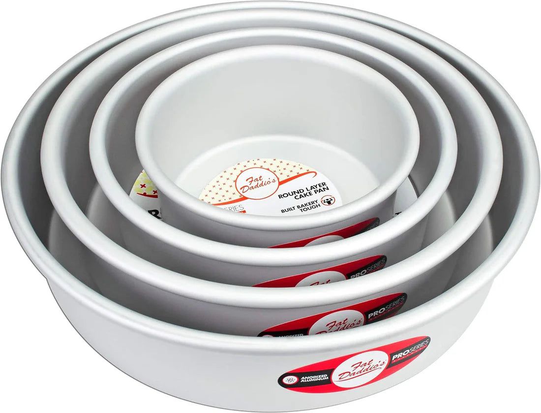 Fat Daddio's - 6" , 8", 10", 12" Aluminum Anodized Round Baking Pan, Set of 4 - PRD-4PC3