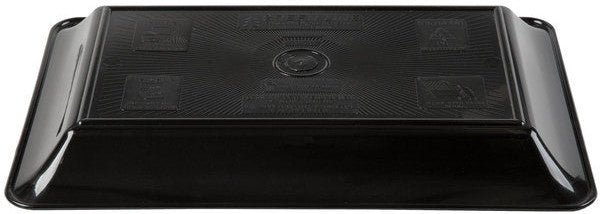 Fineline Settings - 10" x 14" Black Rectangular Plastic Cater Tray, 25/cs - RC472BK