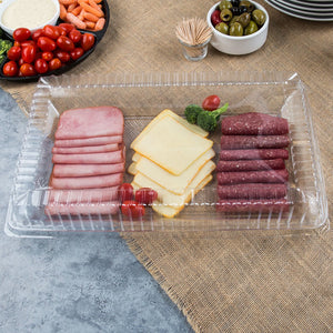 Fineline Settings - 12" x 18" Clear Plastic Rectangular Tray, 20/cs - RC473-CL