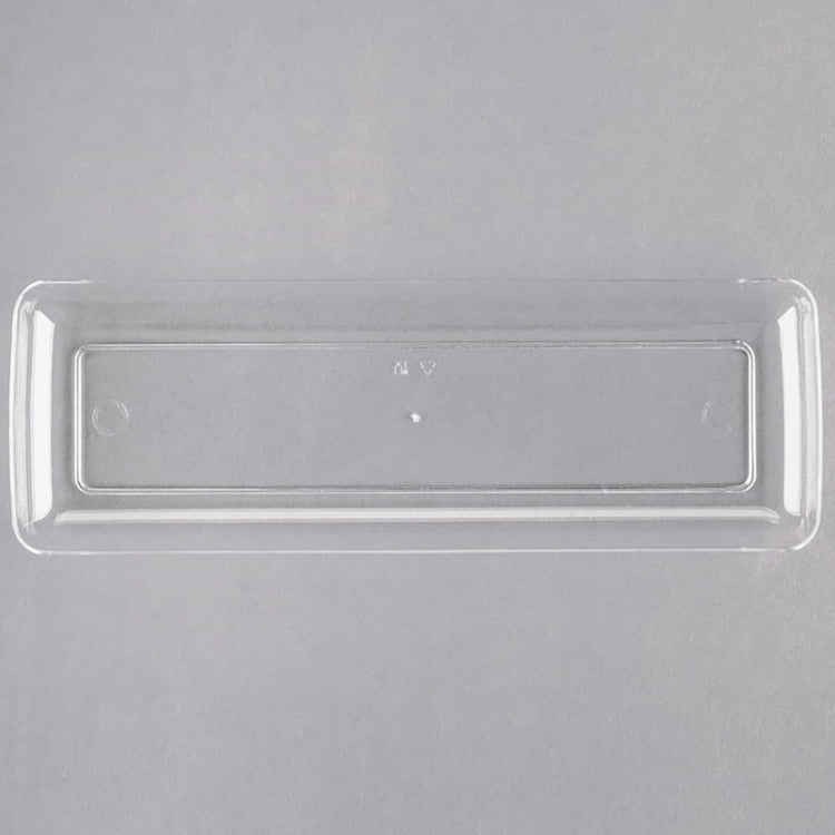 Fineline Settings - 7.5" Clear Plastic Long Rectangular Tray, 200/cs - 6211CL