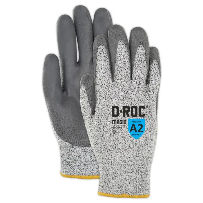 10 Polyethylene/Polyester Glove, Gray Polyurethane Palm Coating, Knit Wrist Cuff - GPD546-10