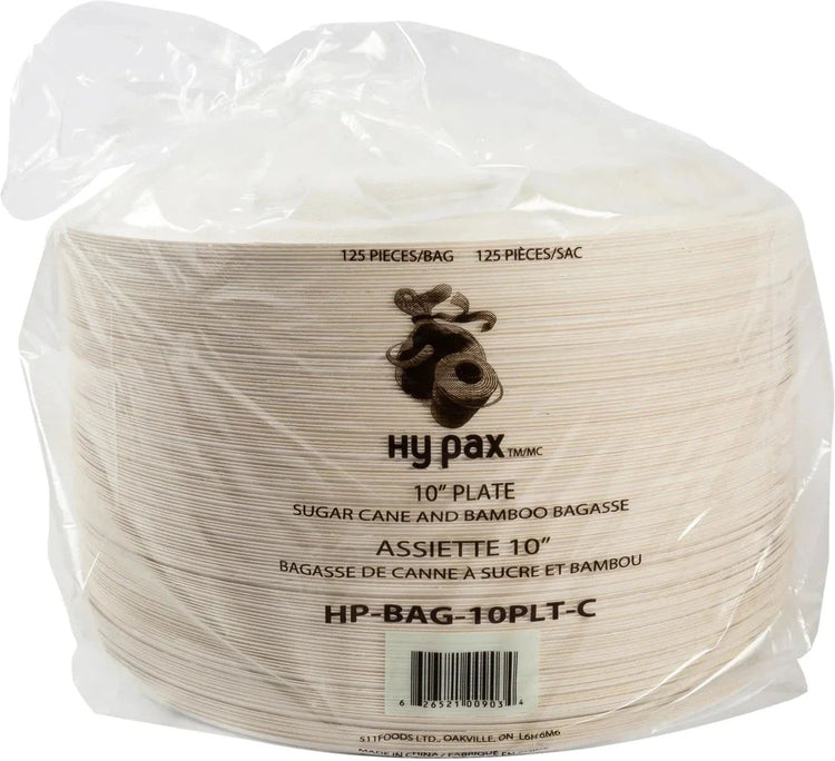 Hy-Pax - 10" Bagasse Plate, 500/Cs - HP-BAG-10PLT-C