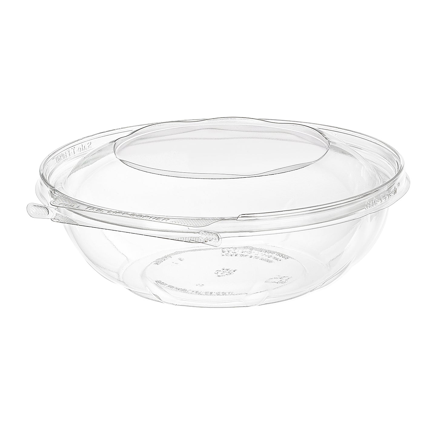 64 Oz Tamper Clear Round Inline Hinged Bowl, 100/cs - TS64RN