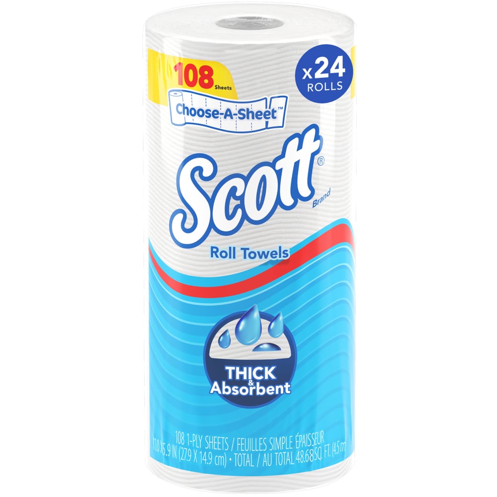 Scott  4.8" x 11", 1-Ply White Choose Paper Towel, 24Roll/Cs - 47031
