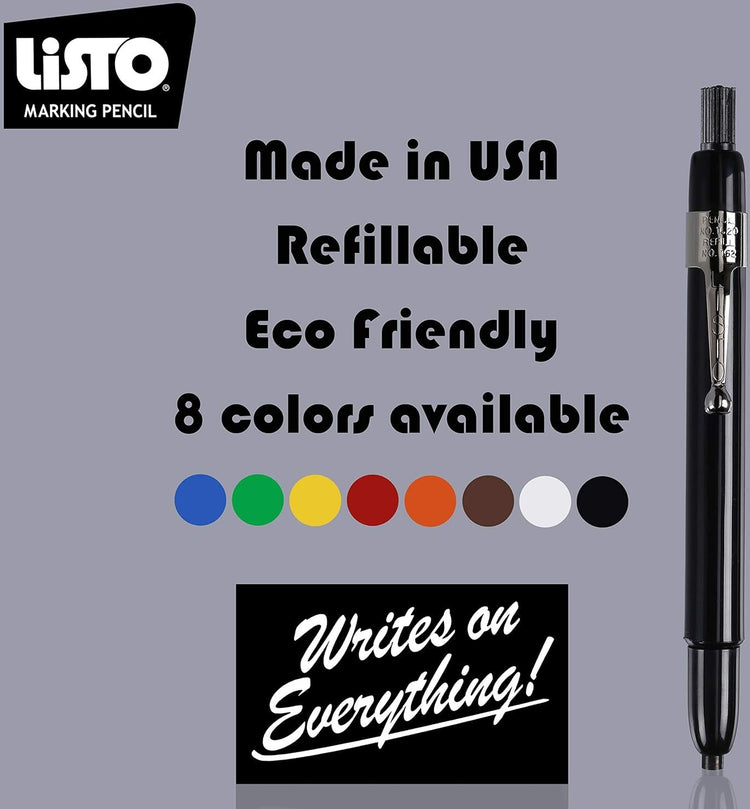 Listo - Black Marking Pencil Refills Writes on Any Surface, 72 Per Box - 162BBK