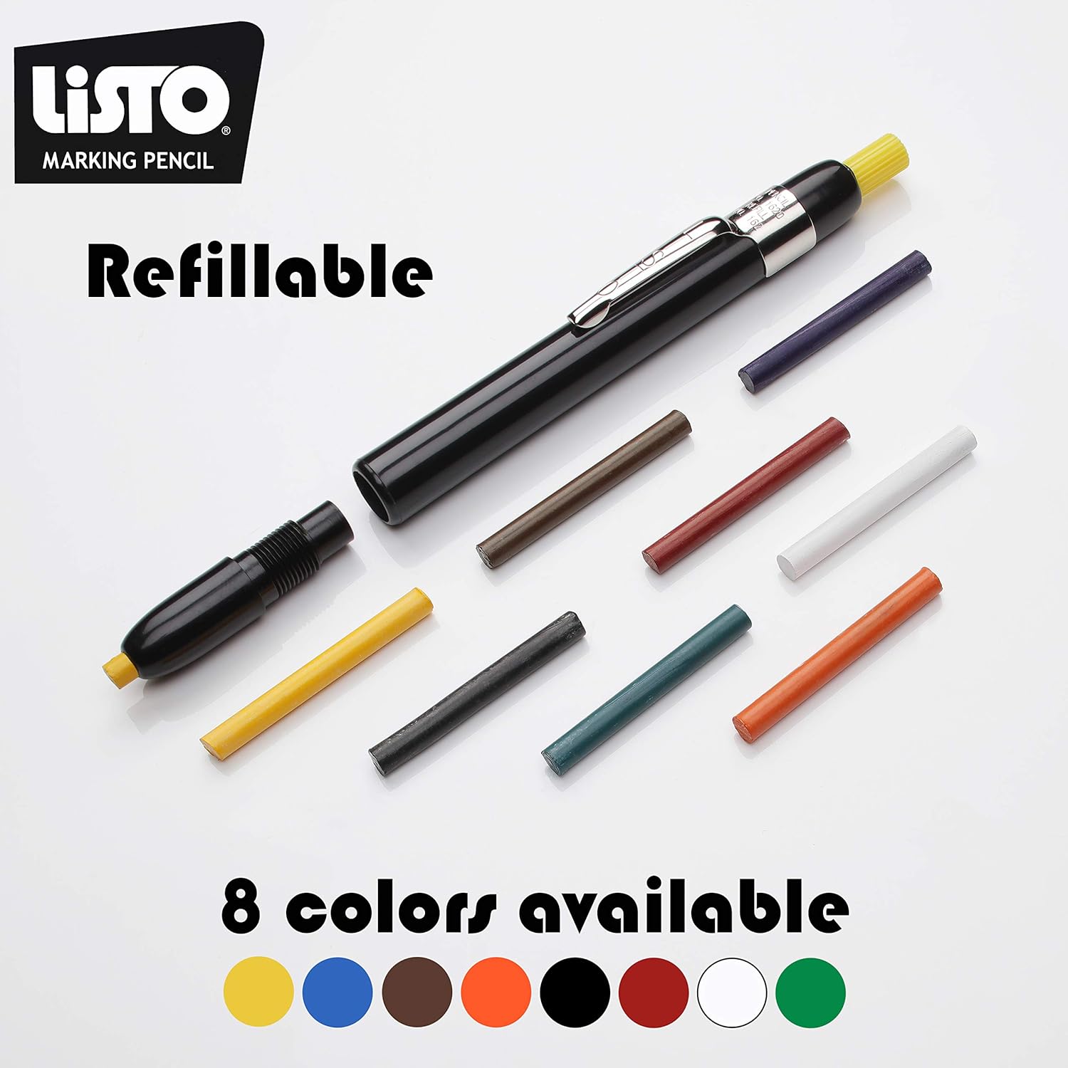 Listo - Black Marking Pencil Refills Writes on Any Surface, 72 Per Box - 162BBK